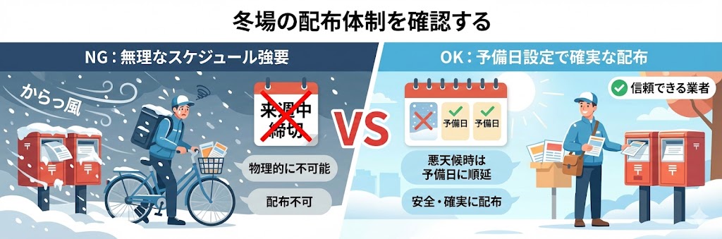 冬場の配布体制を確認する