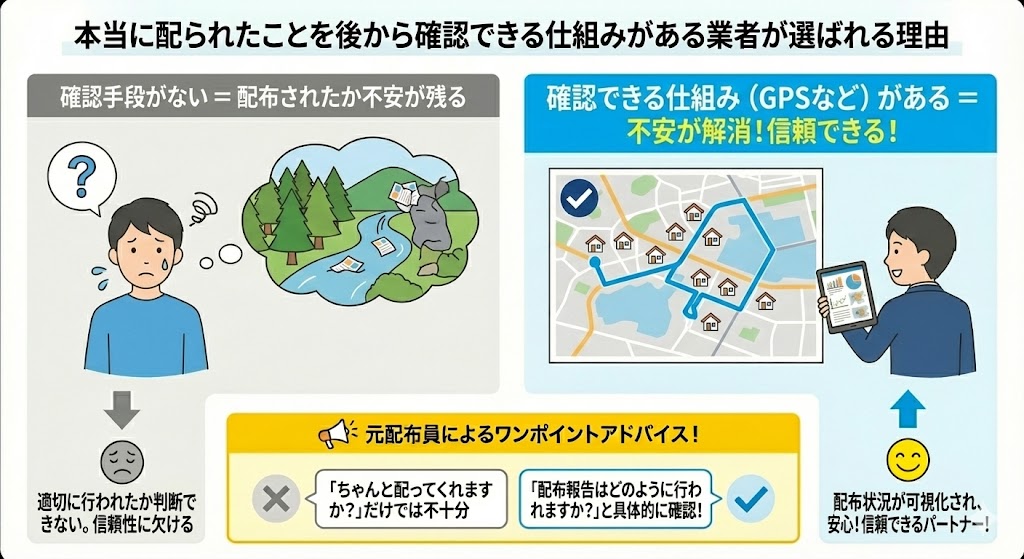 高評価ポスティング会社は本当に配られたことを後から確認できる仕組みがある
