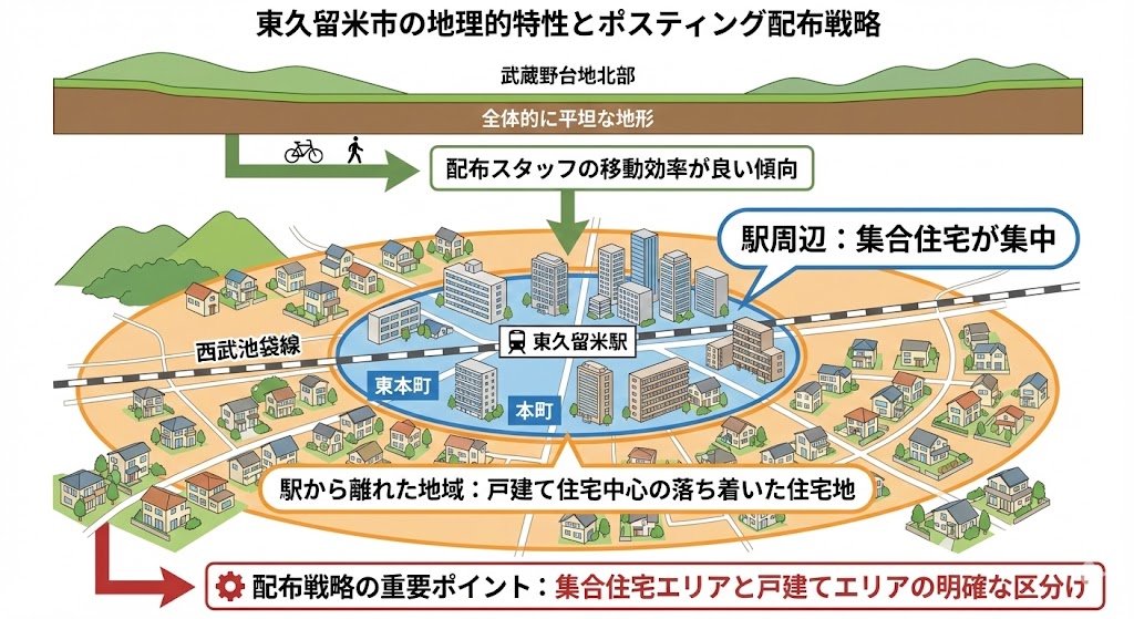 東久留米市のポスティングにおける地理的特性