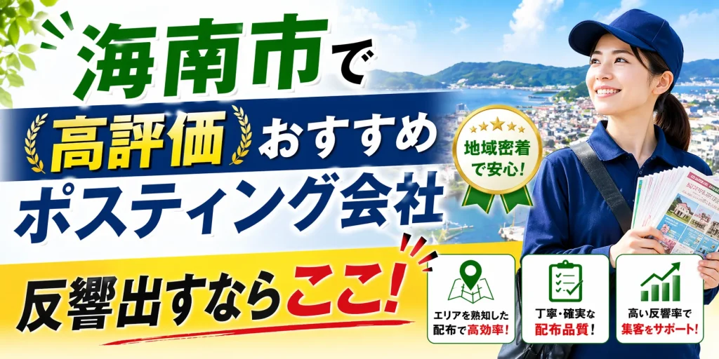 海南市で高評価のおすすめポスティング業者とチラシ配布世帯数