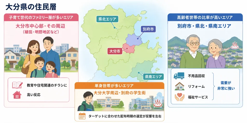 大分県のポスティングに関する住民層のデータ
