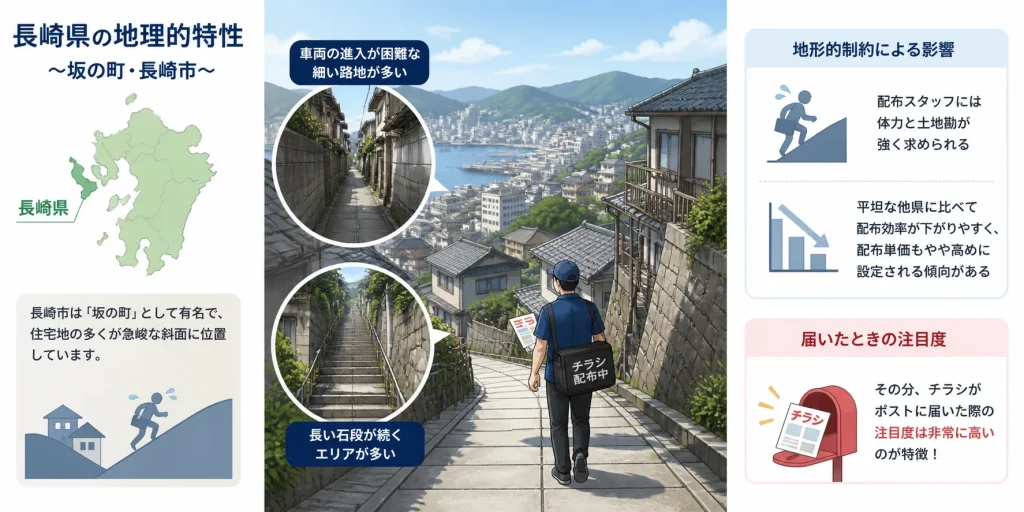 長崎県のポスティングに関する地理的特性